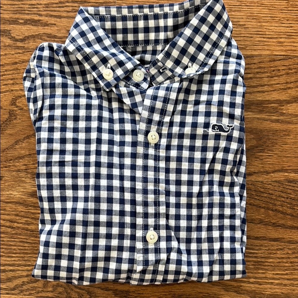 Vineyard Vines Boys Navy Blue Checkered Shirt (gingham)